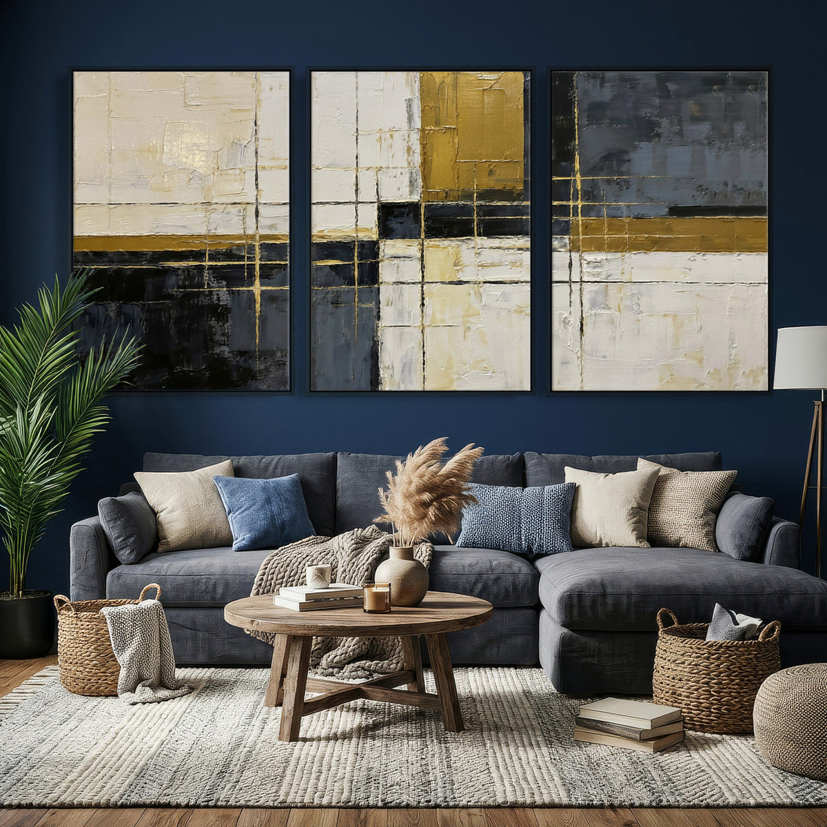 Abstract Gold and Black Wall Art Canvas Print – Modern