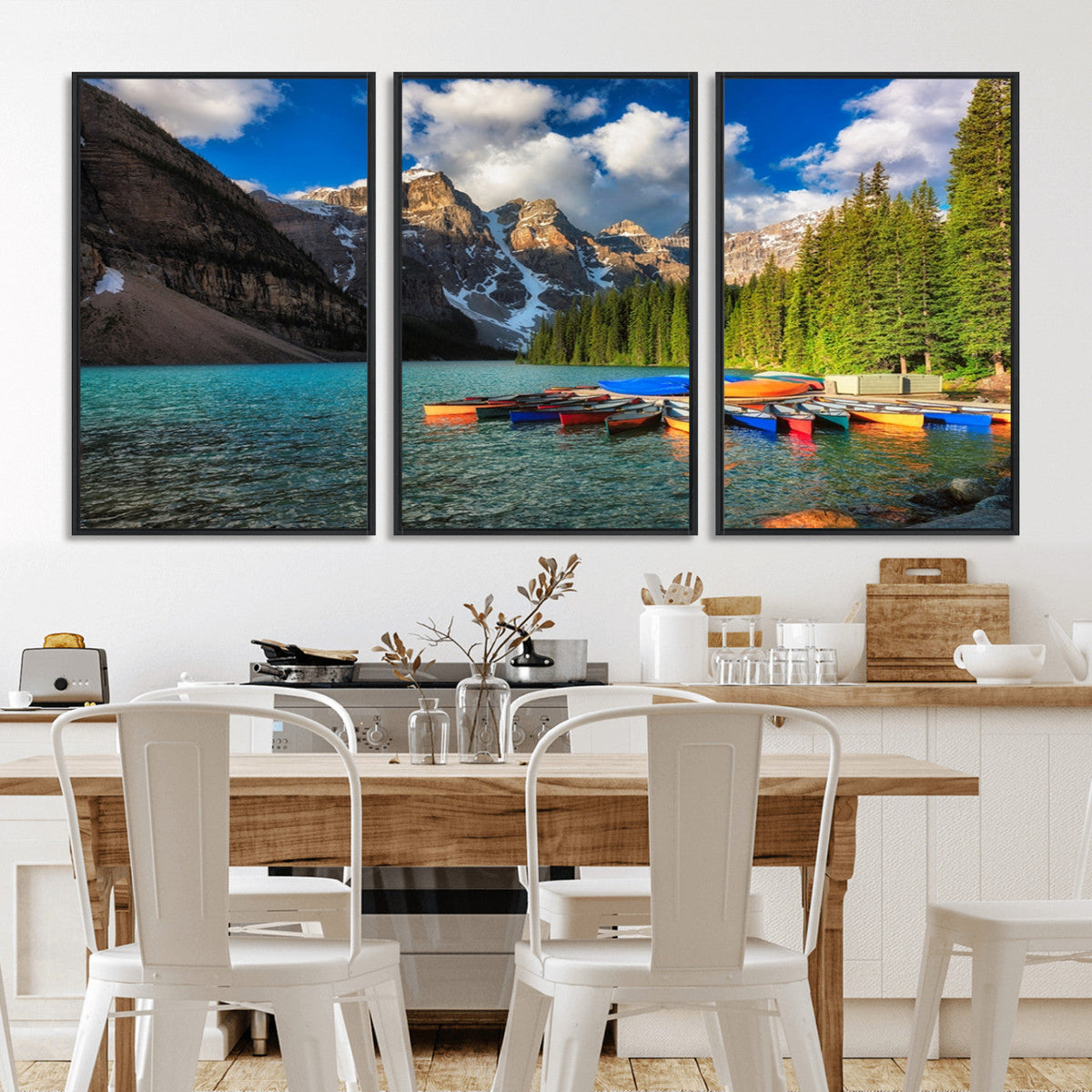 Moraine Lake 3-Panel Wall Art, Majestic Mountain and Lake