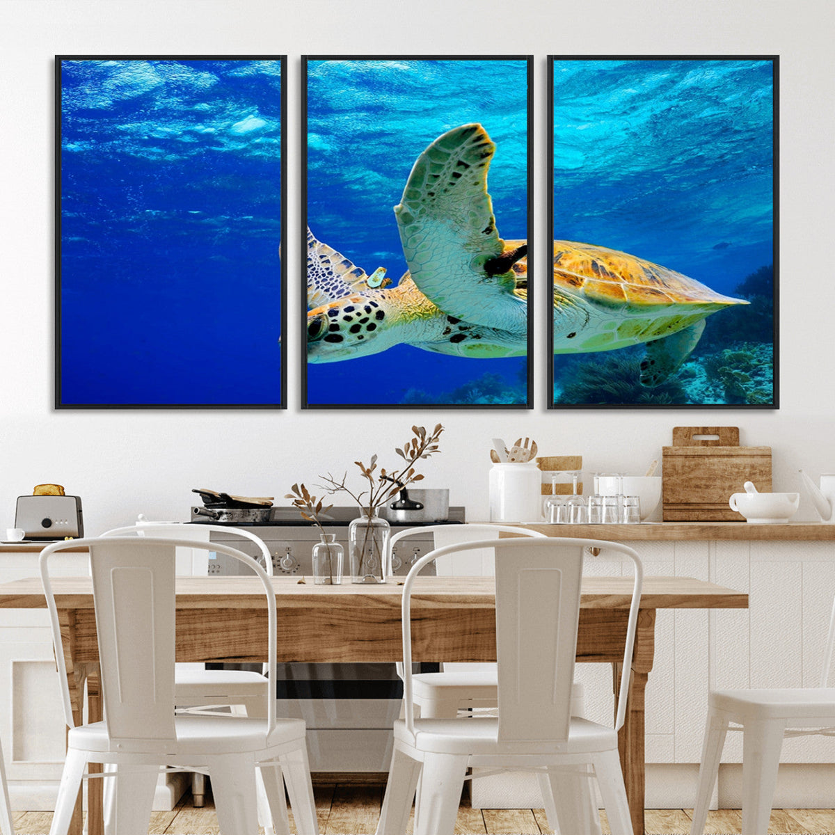 Sea Turtle Wall Art Canvas Print, Sea life in the Ocean Wall