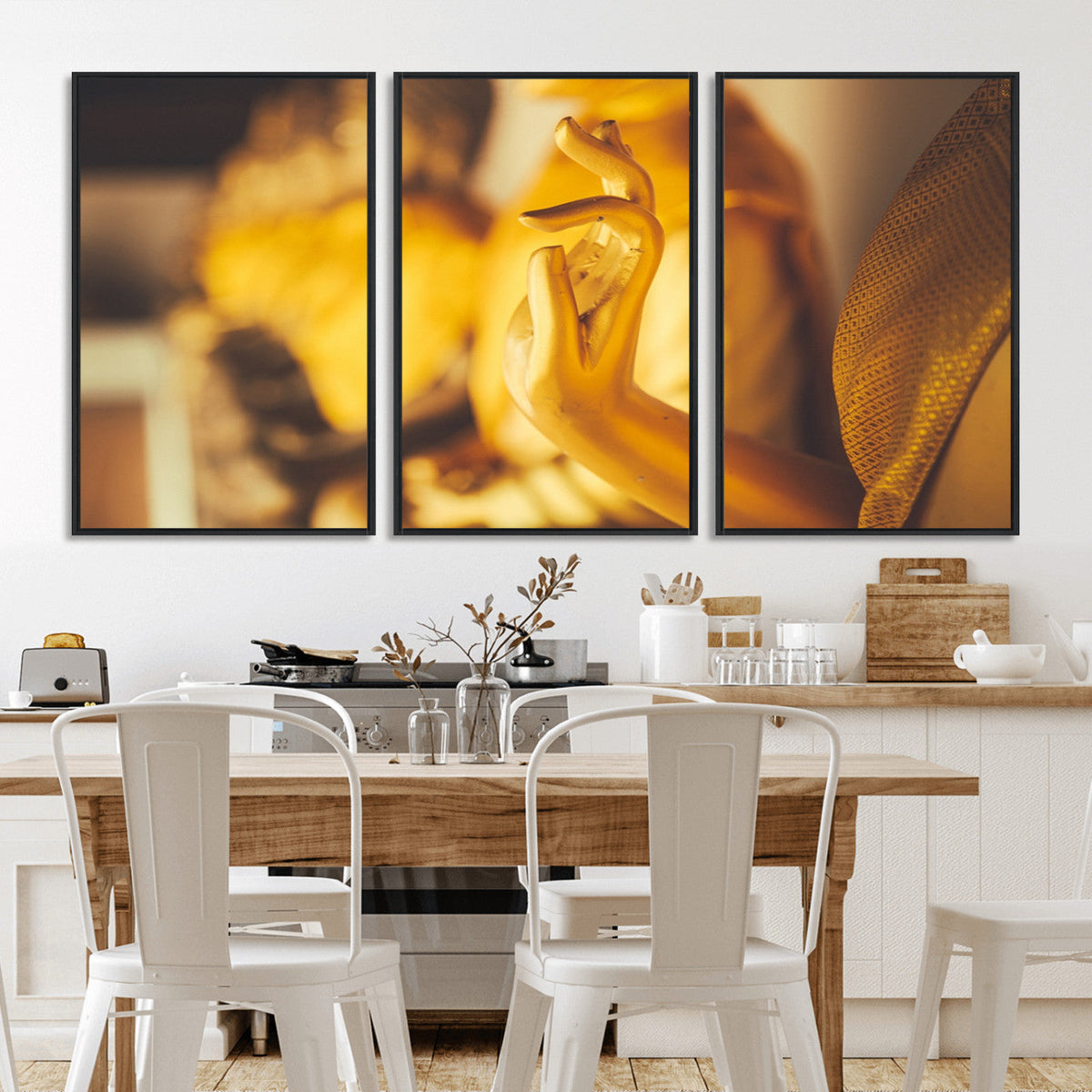 Gold Buddha Statue Hands Wall Art Canvas Print