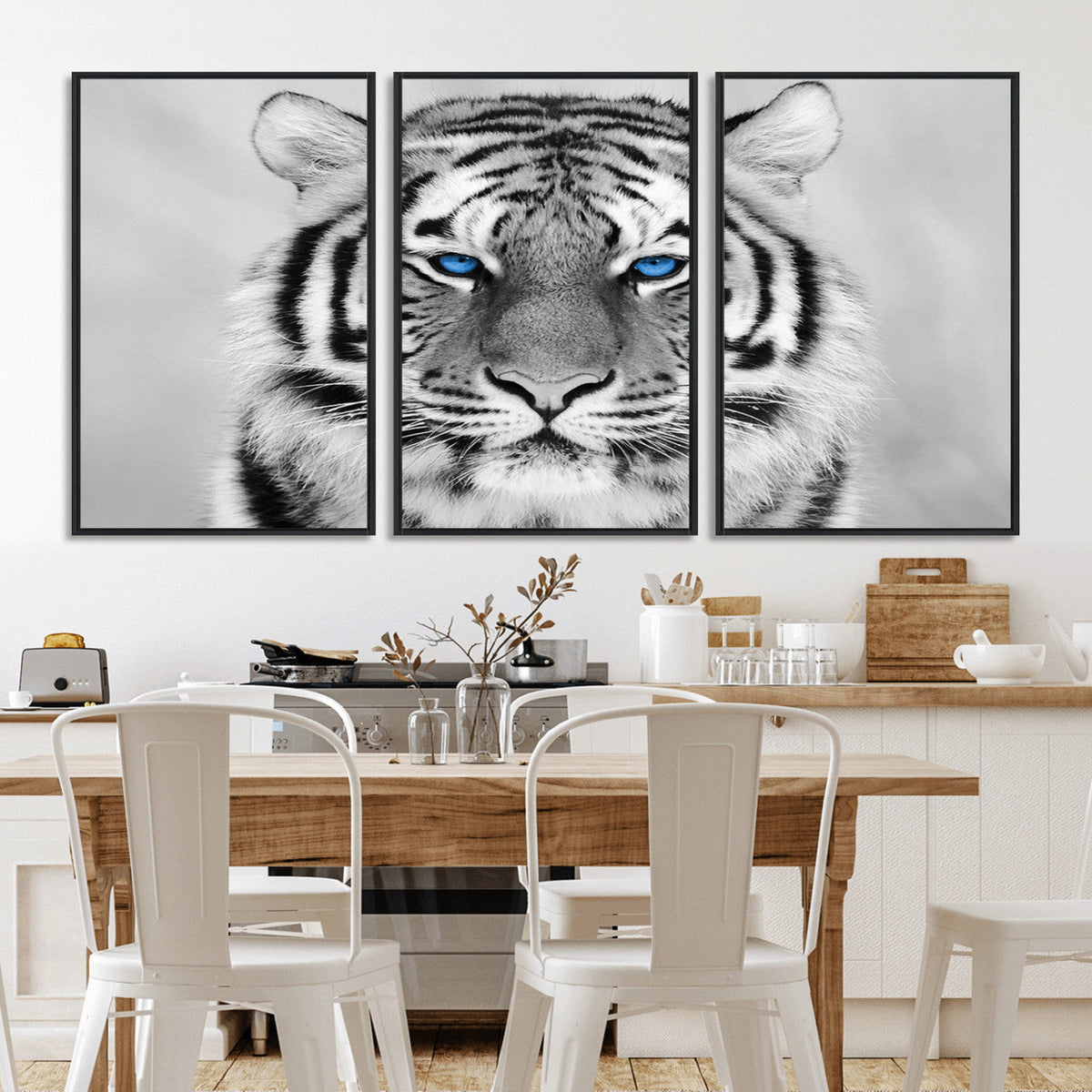 Black and White Tiger Wall Art Animal Canvas Print