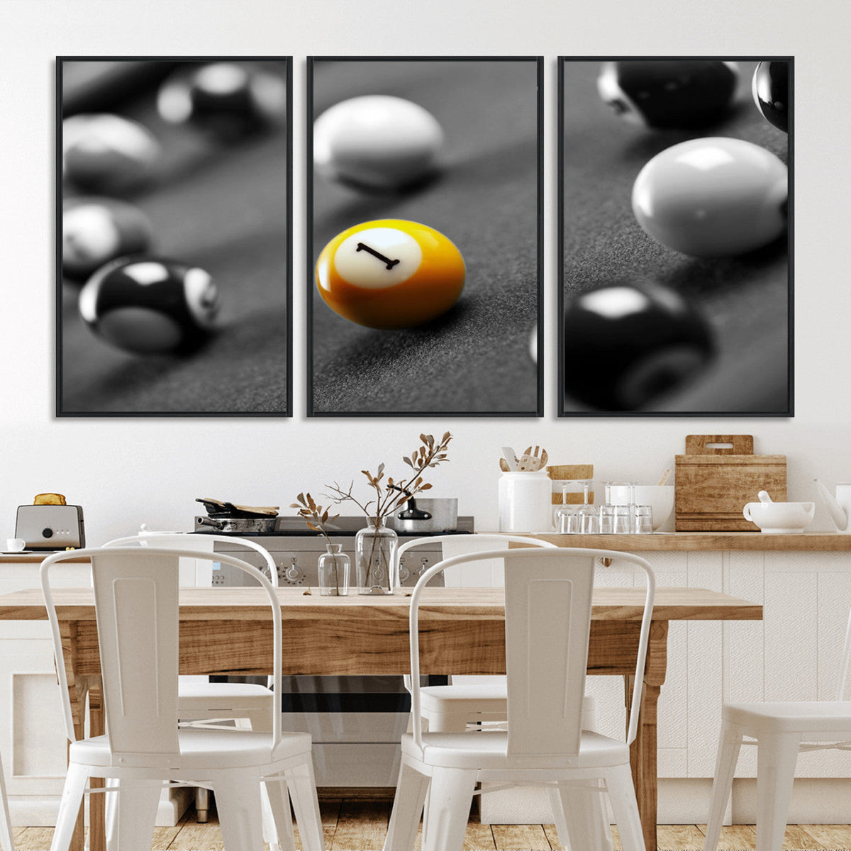 Wall Art Pool Table and Balls Canvas Print