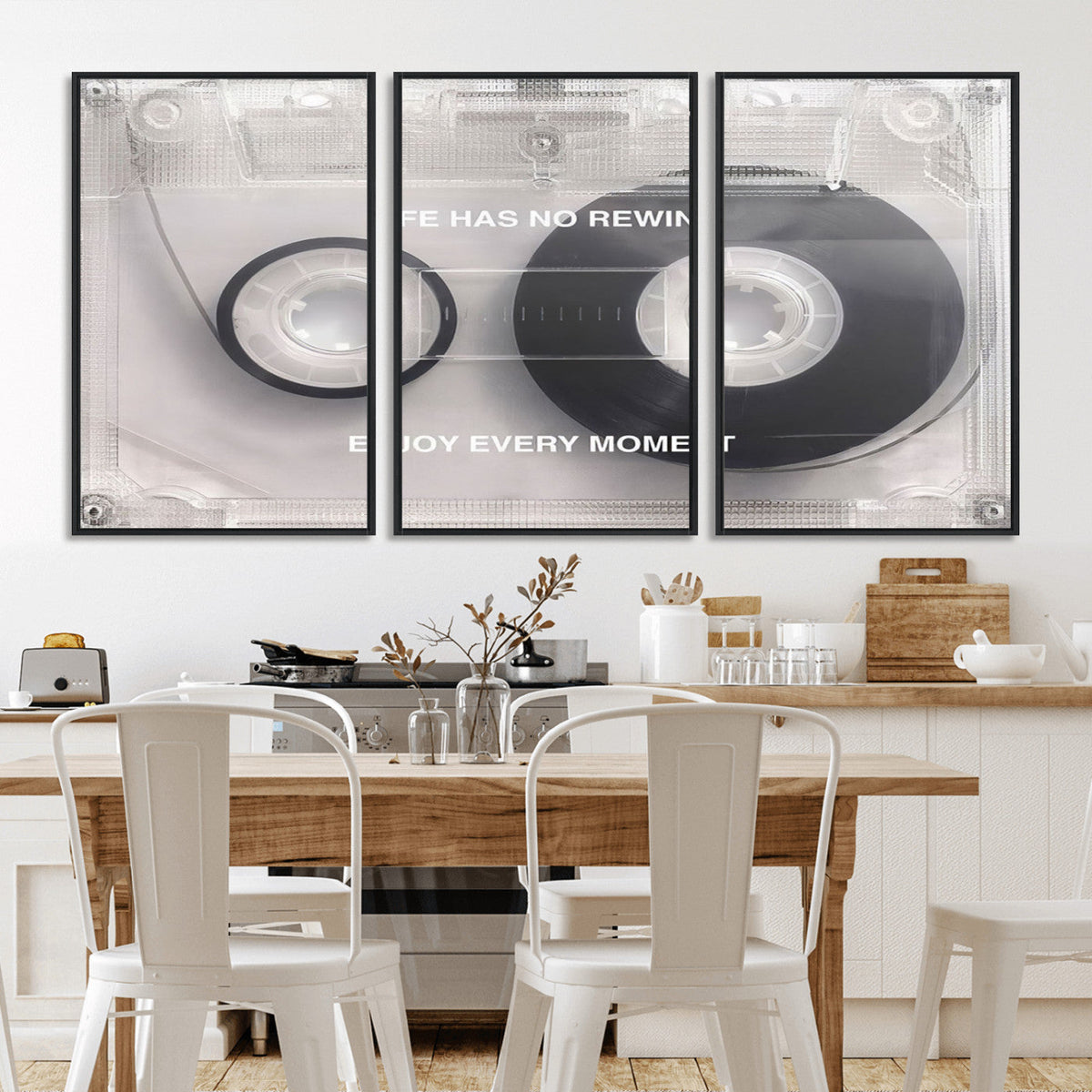 Vintage Cassette Tape Canvas Wall Art - Inspirational 'Life