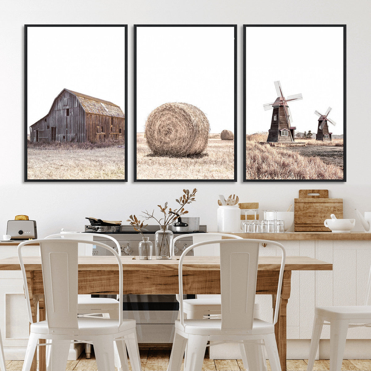 Farm Prints Set, Set of 3 Farmhouse Wall Art, Country House