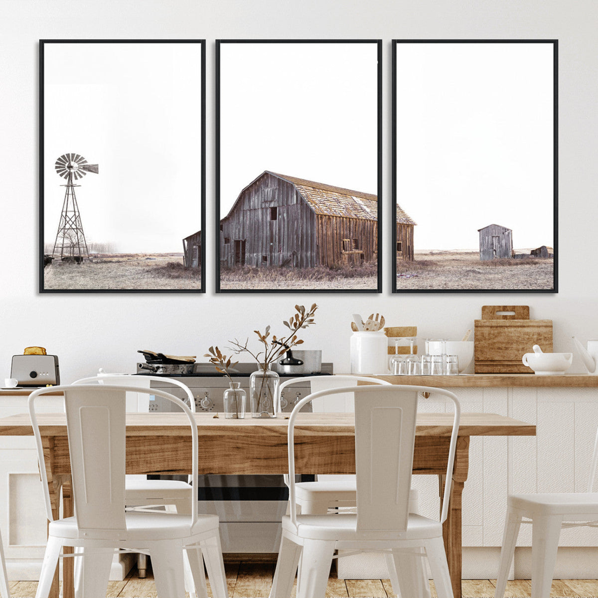 Set of 3 Rustic Farmhouse Wall Art Prints – Country Barn,