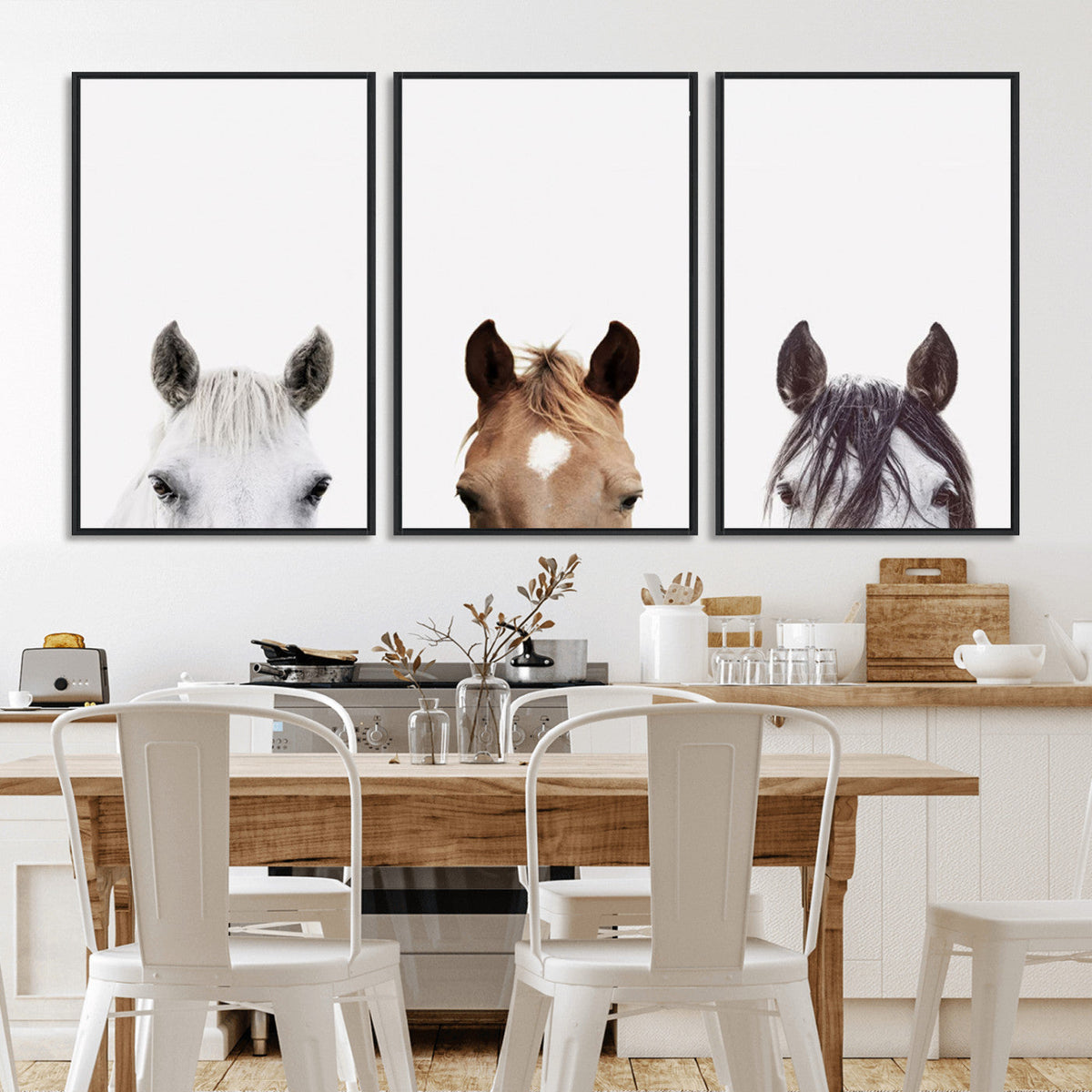 Horse Prints Set, Set of 3 Horse Wall Art, Horses Portraits,