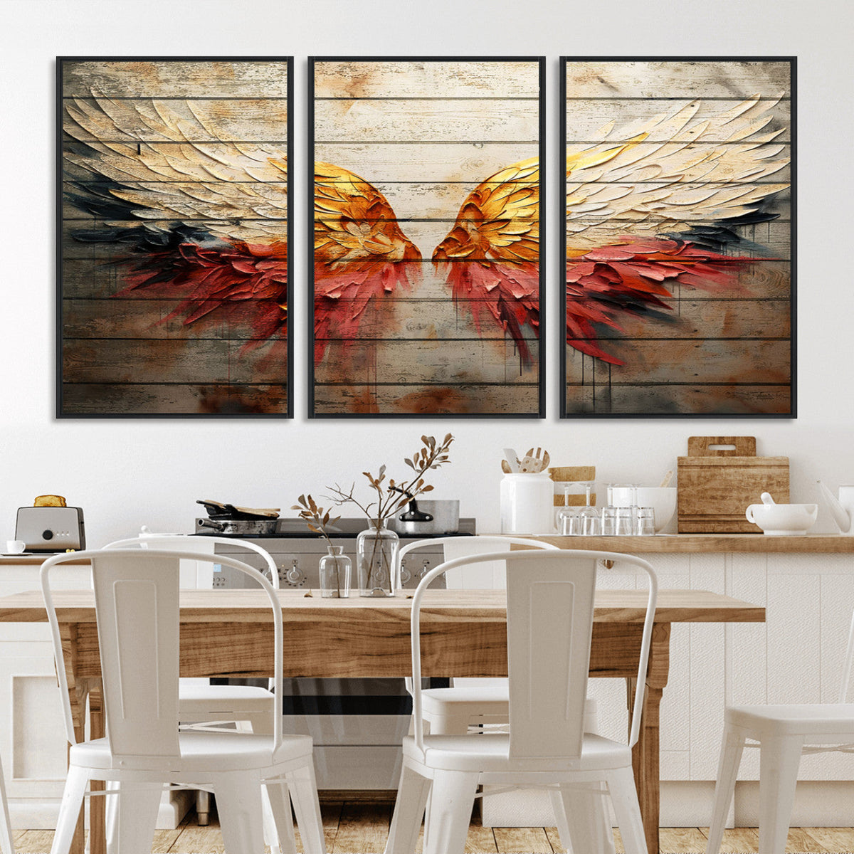 Abstract Angel Wings Canvas Wall Art – Framed and Ready to