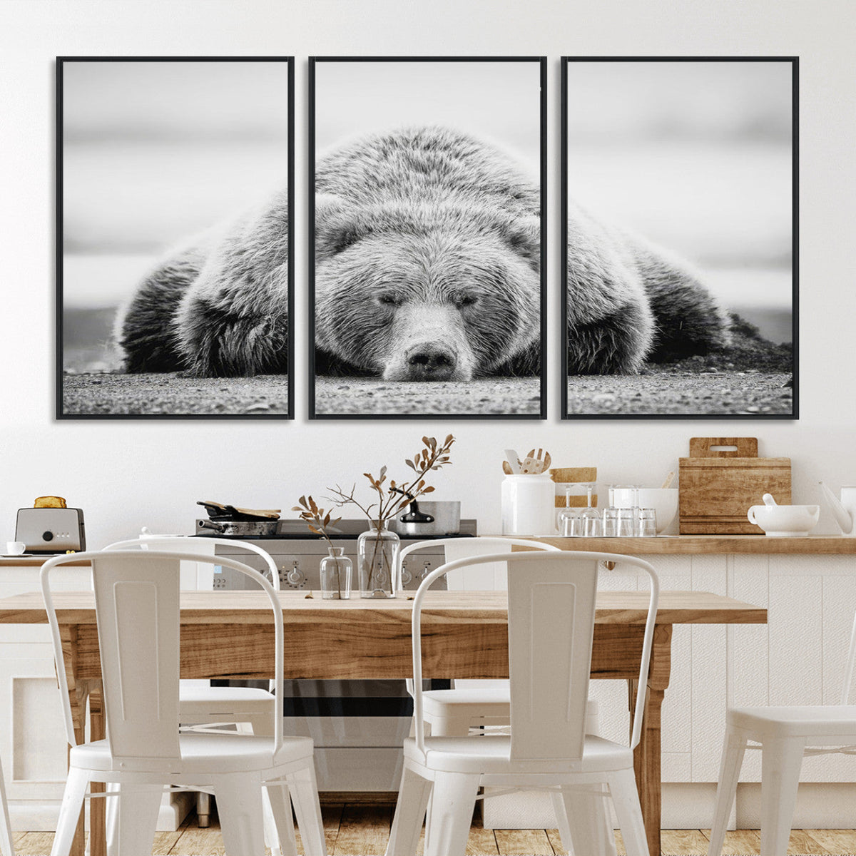 Resting Grizzly Bear Wall Art Canvas Print – Majestic Lazy