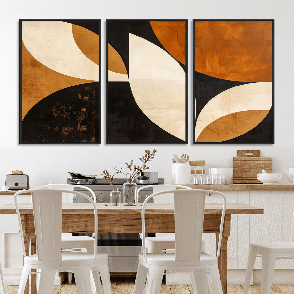 Geometric Abstract Wall Art Canvas Print, Mid Century Modern