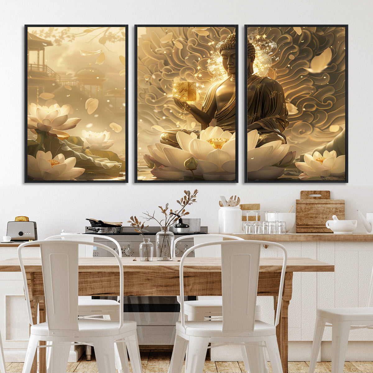 Golden Buddha Wall Art | Yoga Room Decor and Meditation Room