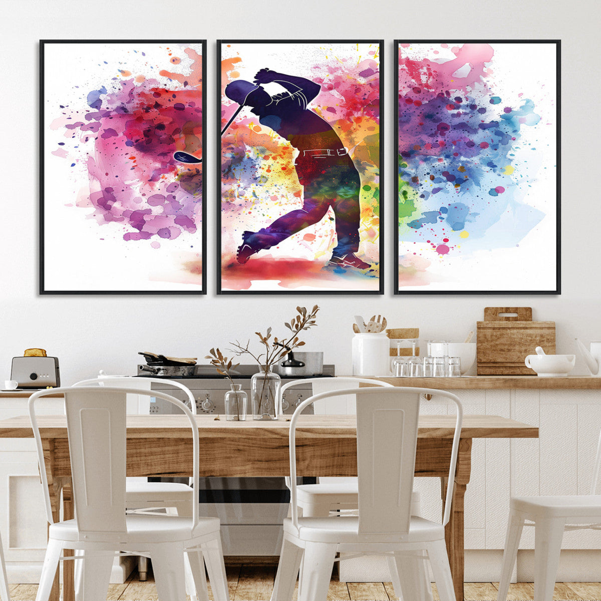 Colorful Golfer Swing Wall Art Canvas Print - Ready to Hang,