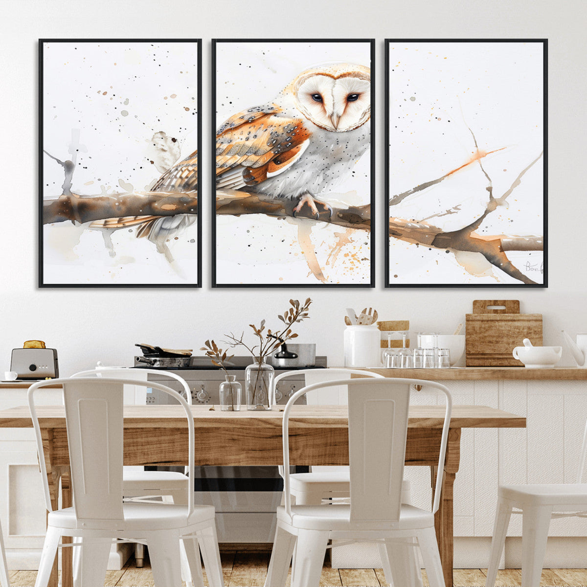Barn Owl Wall Art on Branch | Stunning Canvas Print for