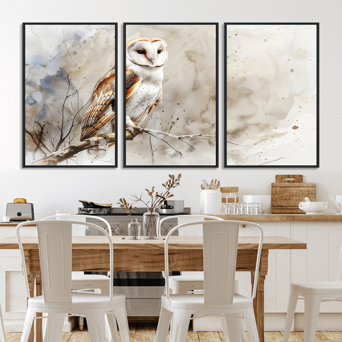 Barn Owl Wall Art | Watercolor Canvas Print | Perfect for