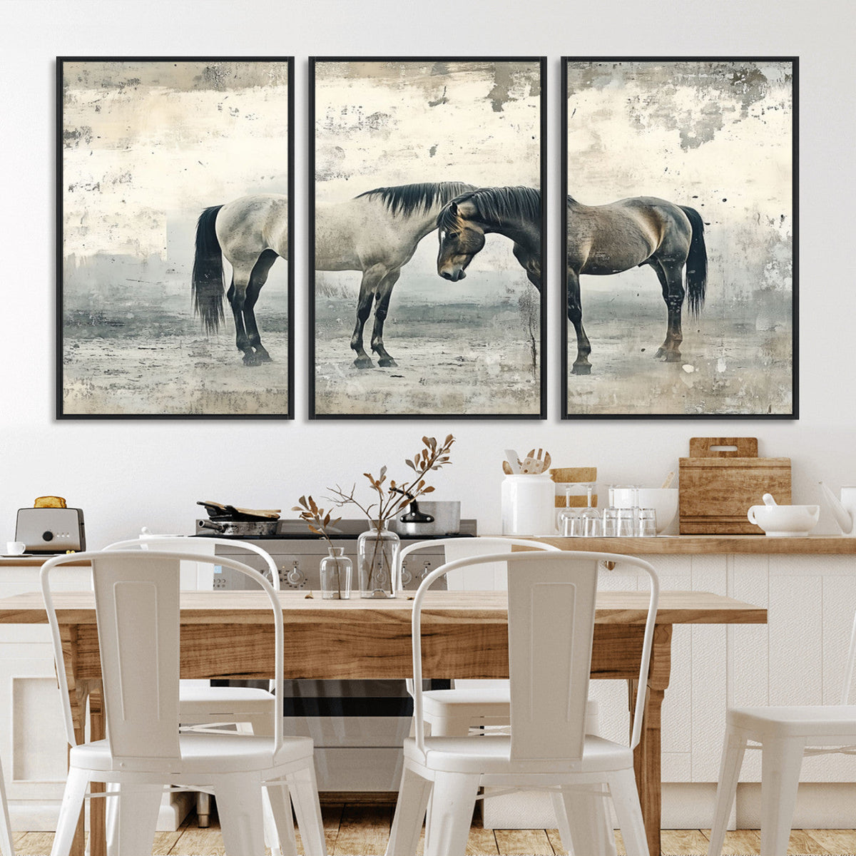 Chines Style Majestic Horses Wall Art | Ready to Hang and