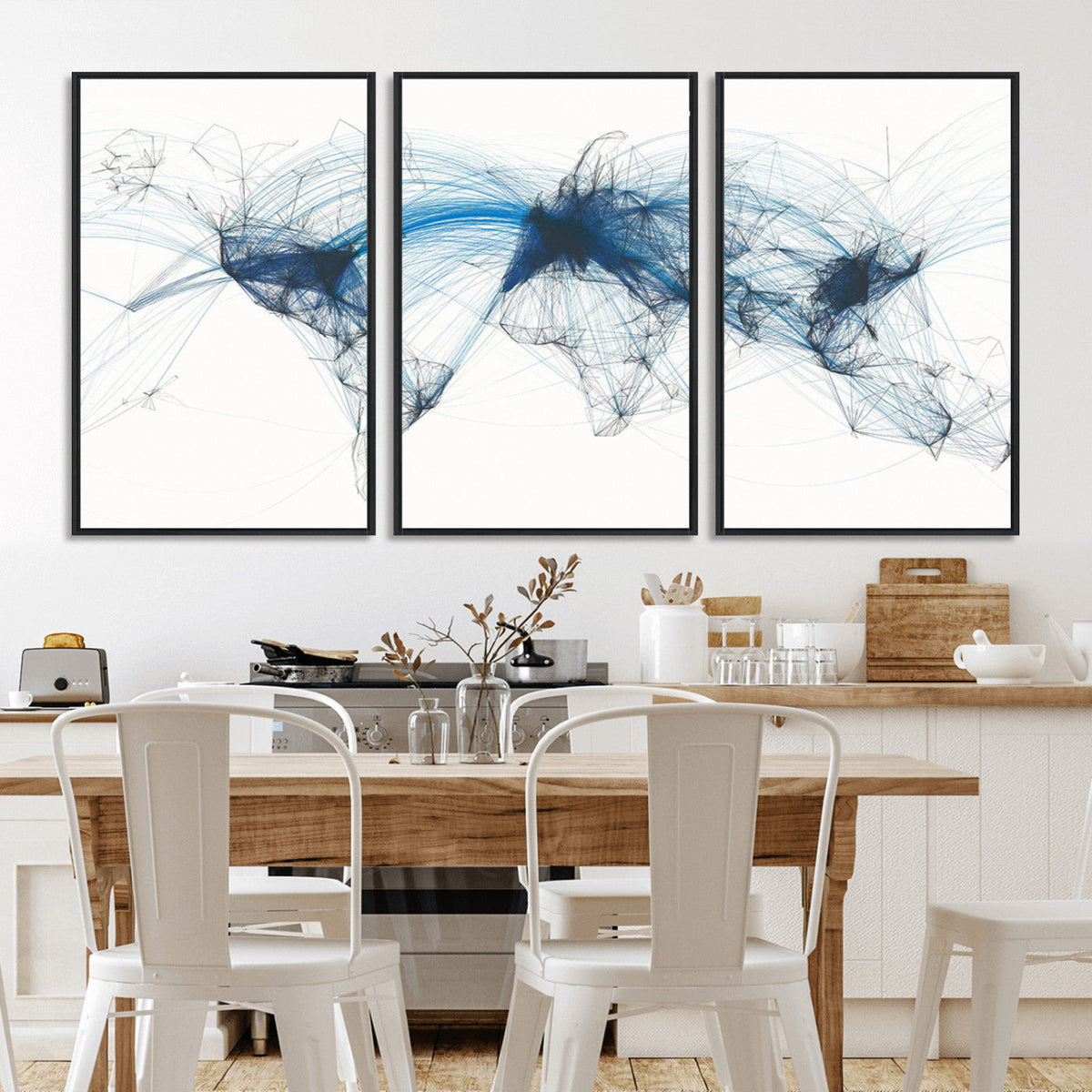 Flight Route Map Wall Art Canvas Print, Abstract Air Traffic