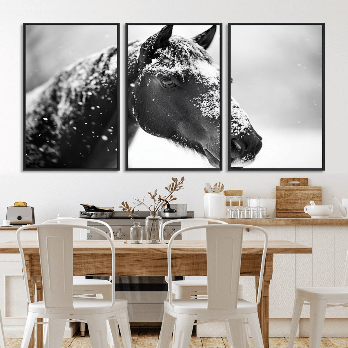 Horse Canvas Print - Winter Horse Snow Wall Art Canvas Print