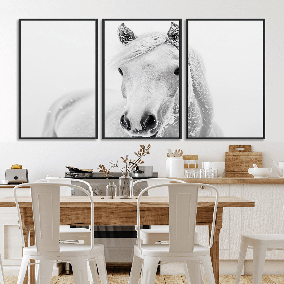 Majestic White Horse Wall Art | Ready to Hang and Framed |