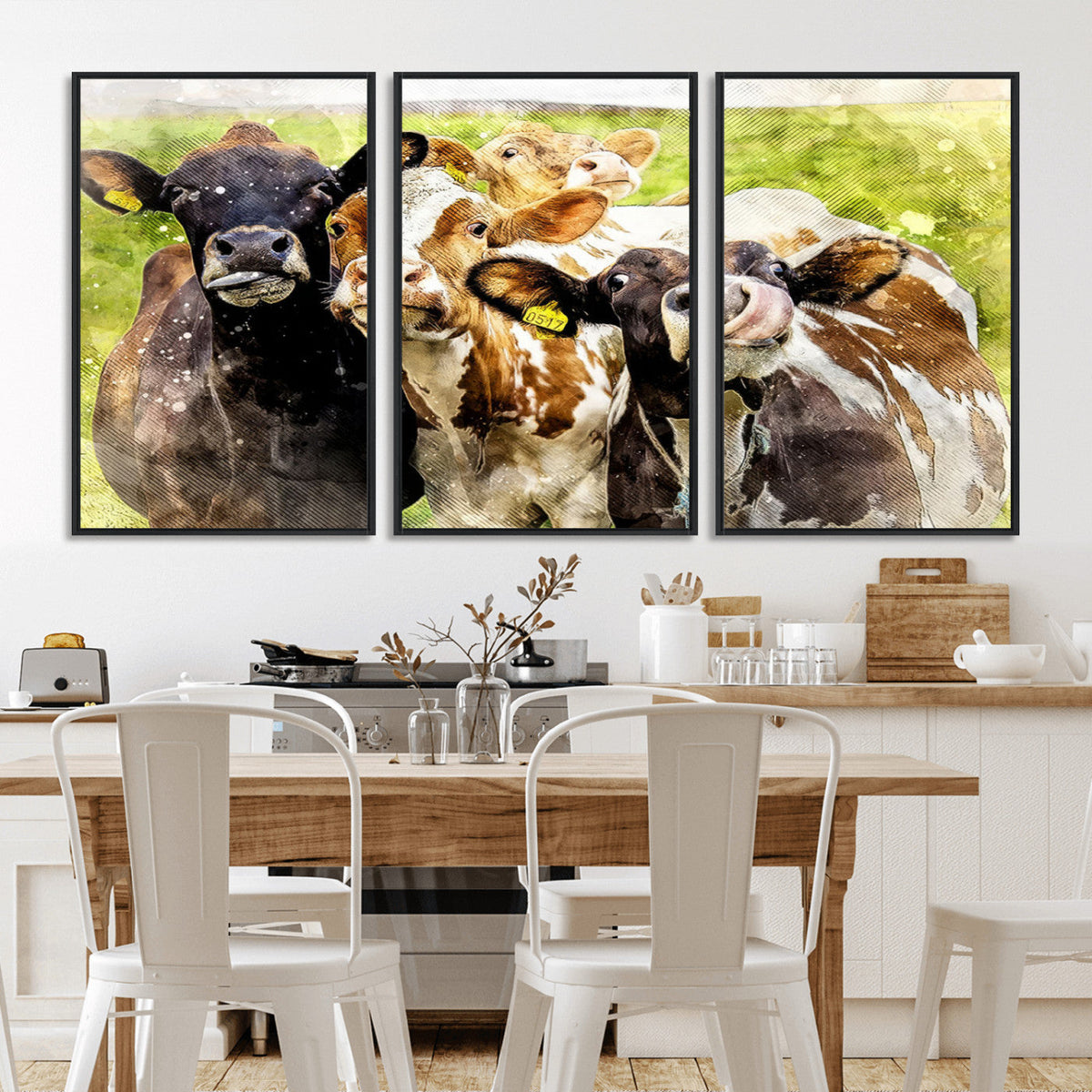Curious Cows Farmhouse Wall Art | Ready to Hang and Framed