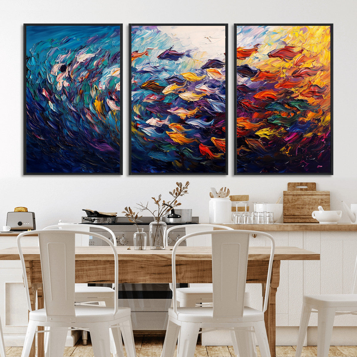 Vibrant Abstract Fish Swarm Art – Colorful Fish Inspired