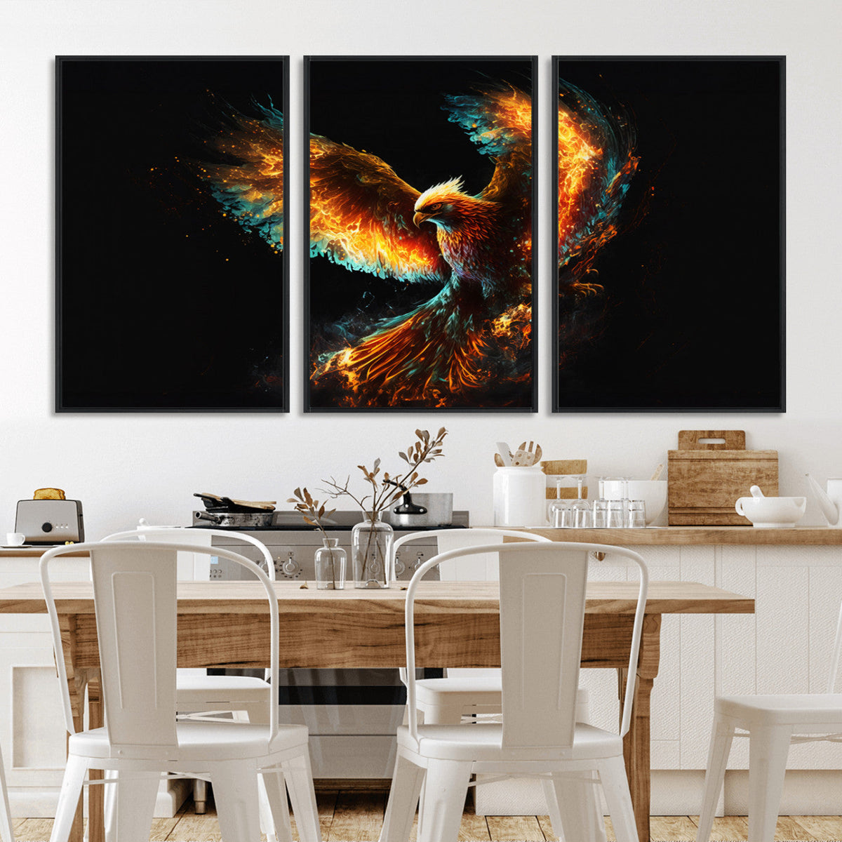 Fiery Phoenix Canvas Print | Ready to Hang Wall Art | Bold