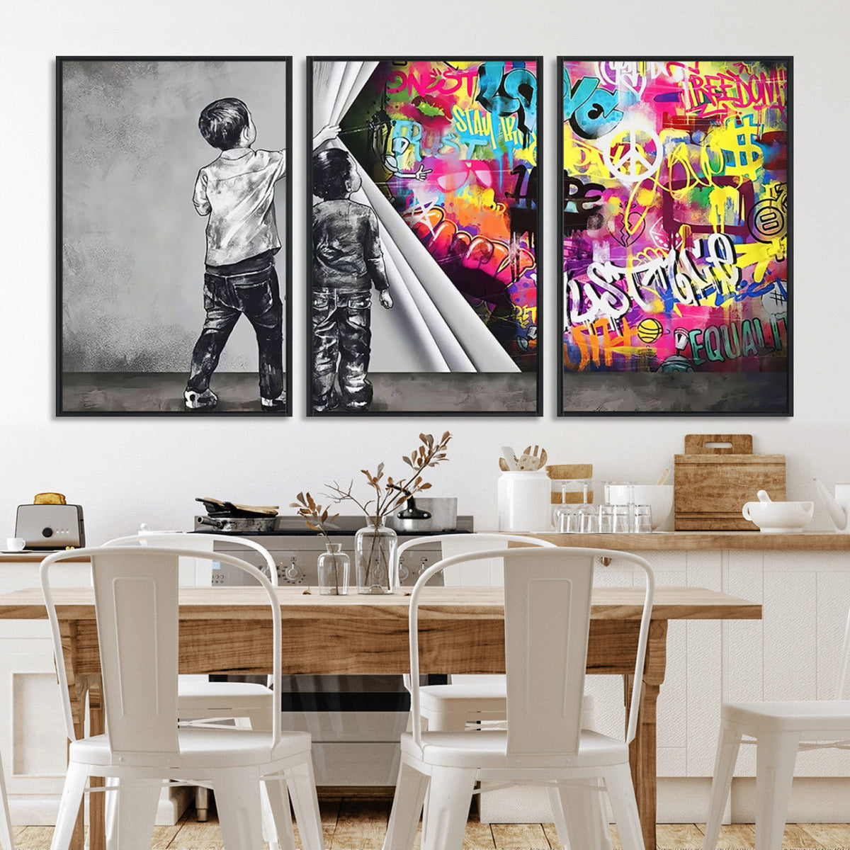 Banksy Print - Street Art Canvas Wall Art - Kids Revealing