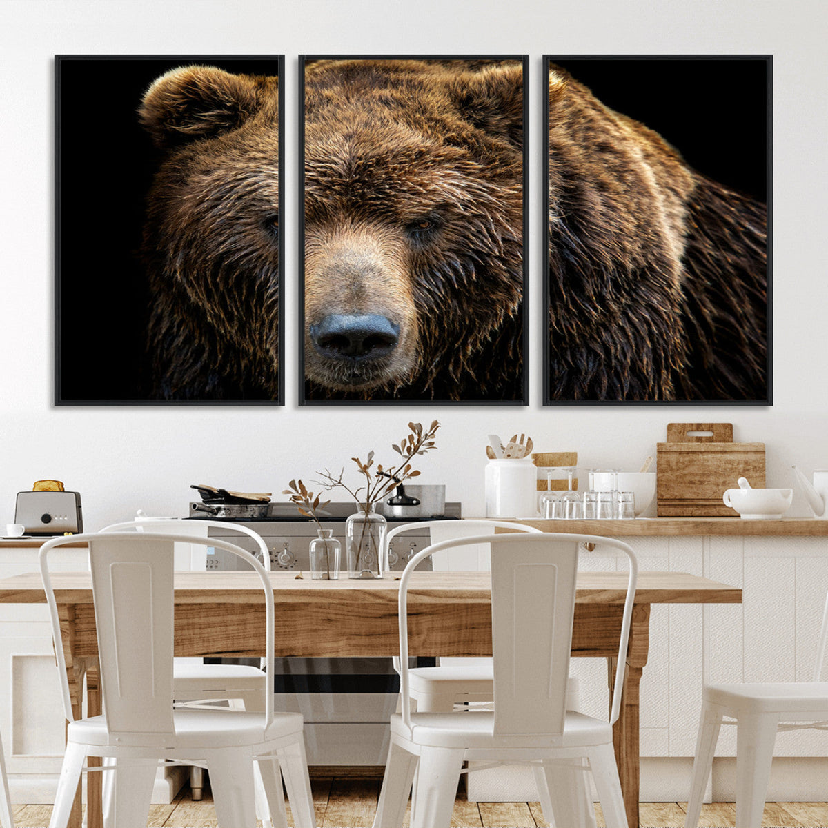 Grizzly Brown Bear Canvas Wall Art, Wildlife Animal Canvas