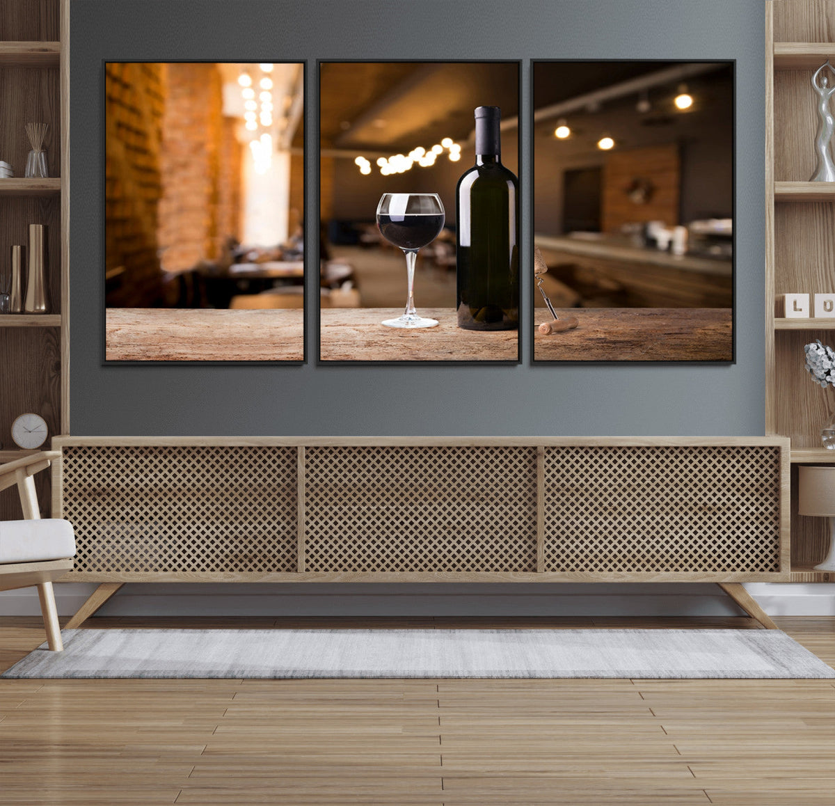 Wine and Bottle Wall Art Canvas Print