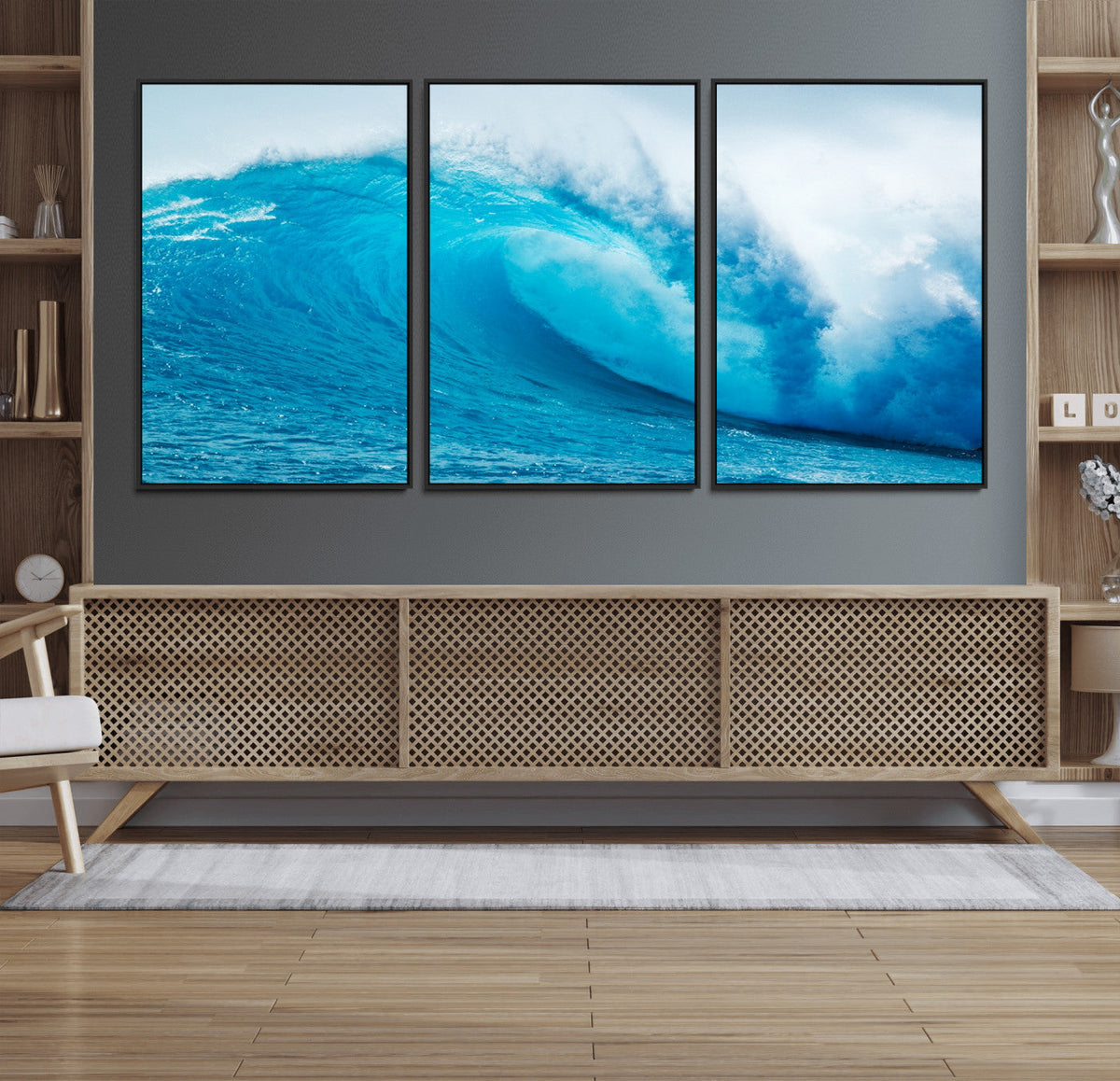 Big Ocean Surfing Wave Wall Art Canvas Print
