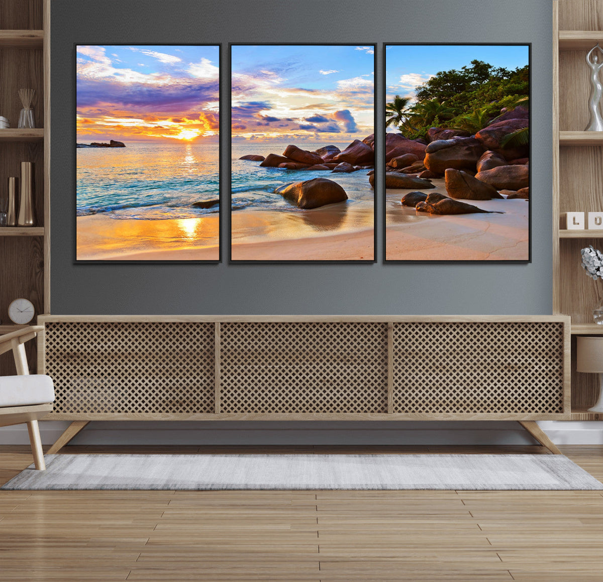 Tropical Island Beach Sunset Canvas Print