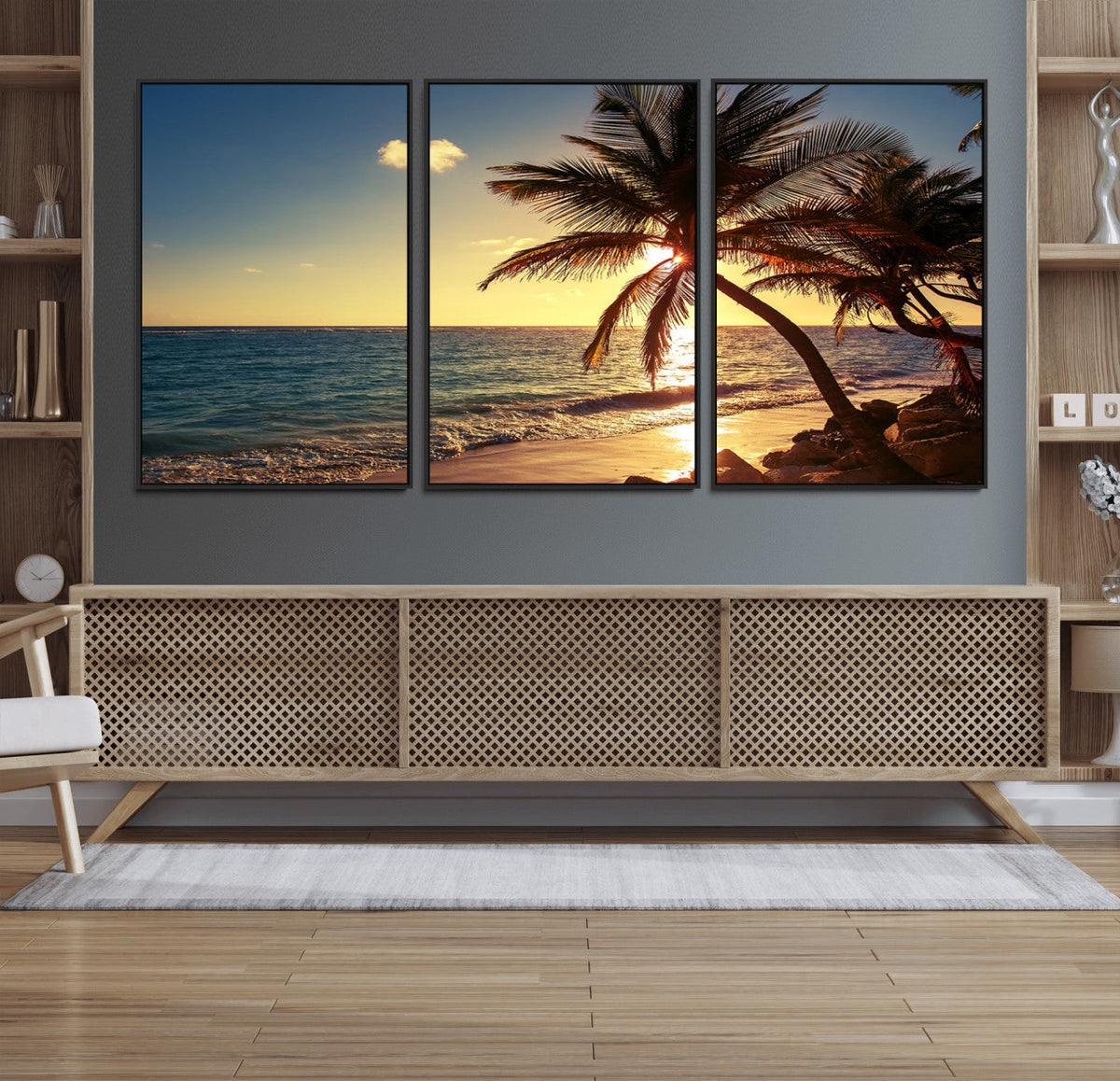 Sunset Palm Trees Wall Art Canvas Print