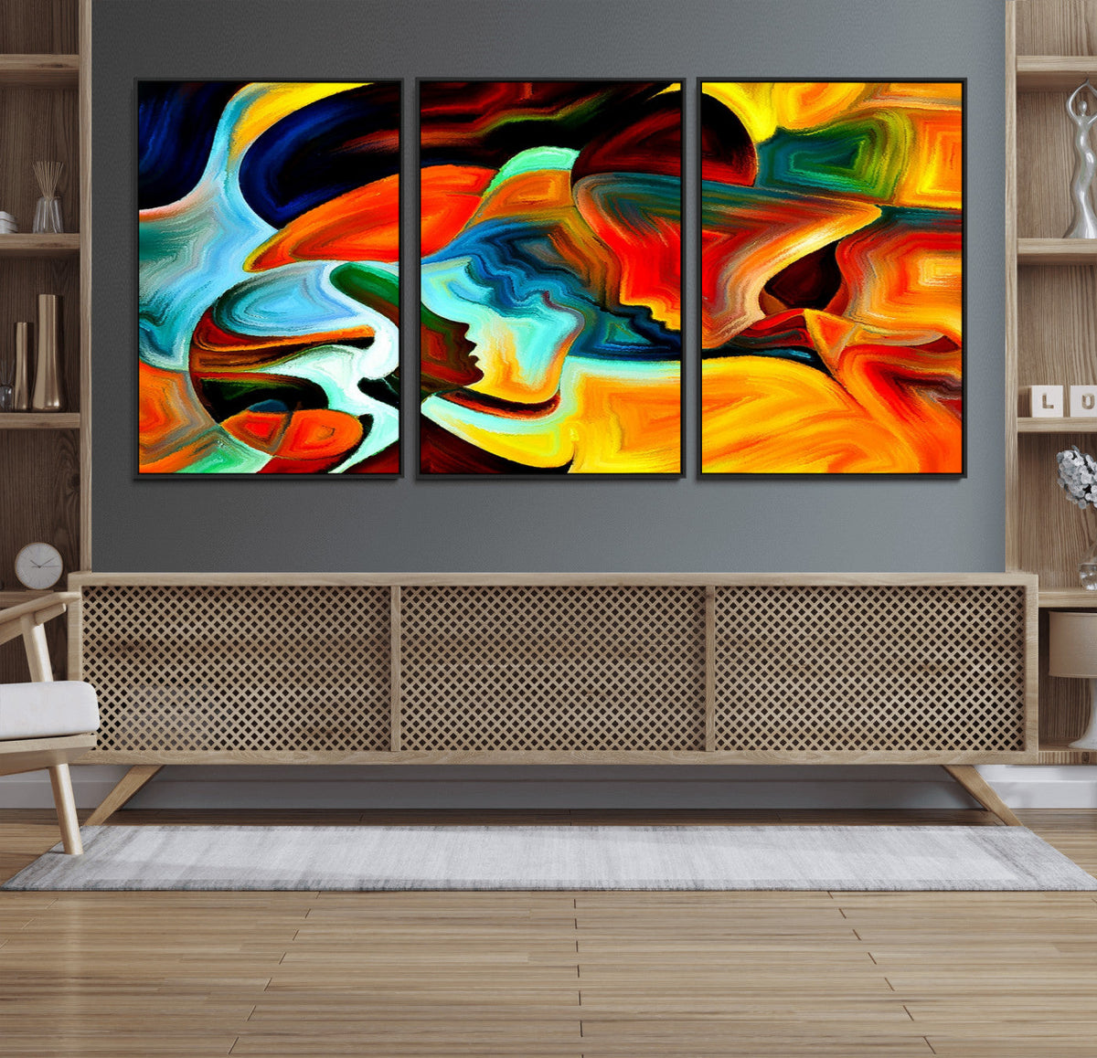 Human Love Figures Abstract Wall Art Canvas Print