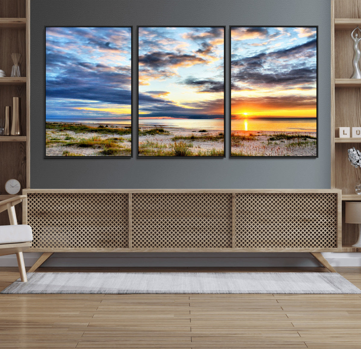 Sunset On The Ocean Wall Art Canvas Print