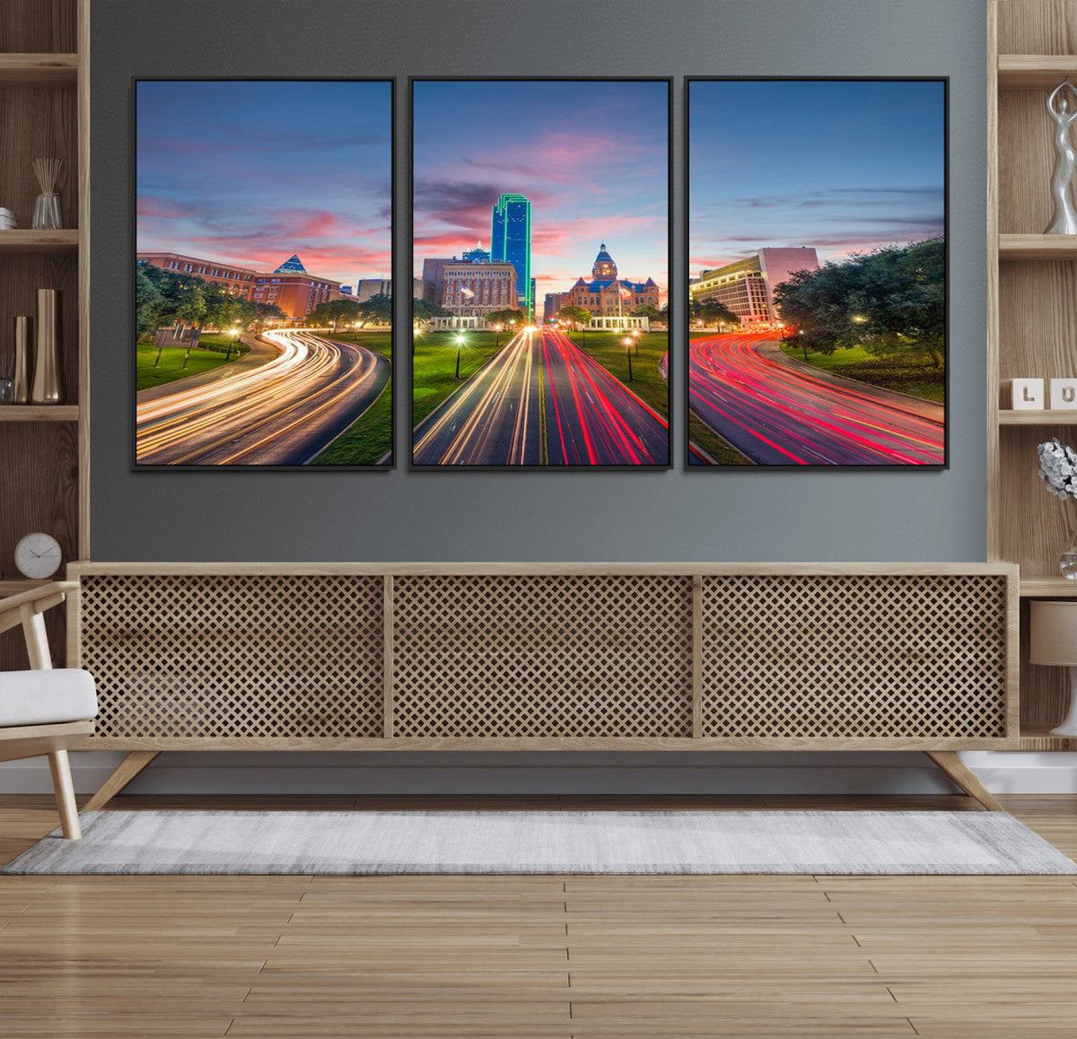 Dallas City Lights Large Wall Art Dallas Cityscape Canvas