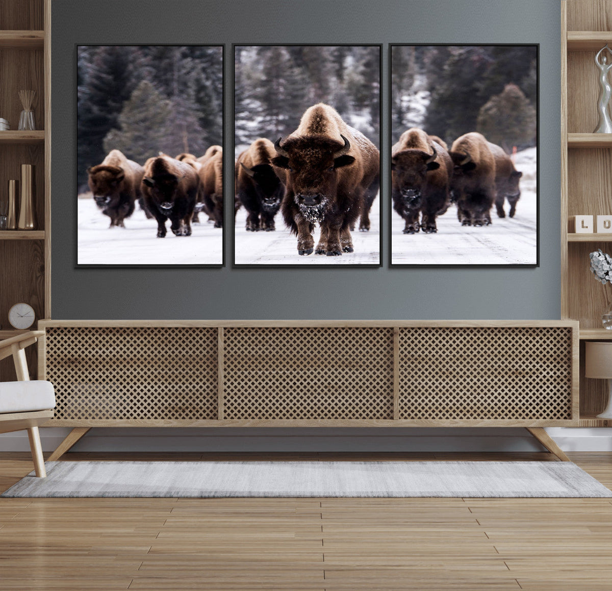 Bison Wall Art Canvas Print- Bison Herd Canvas Wall Art –