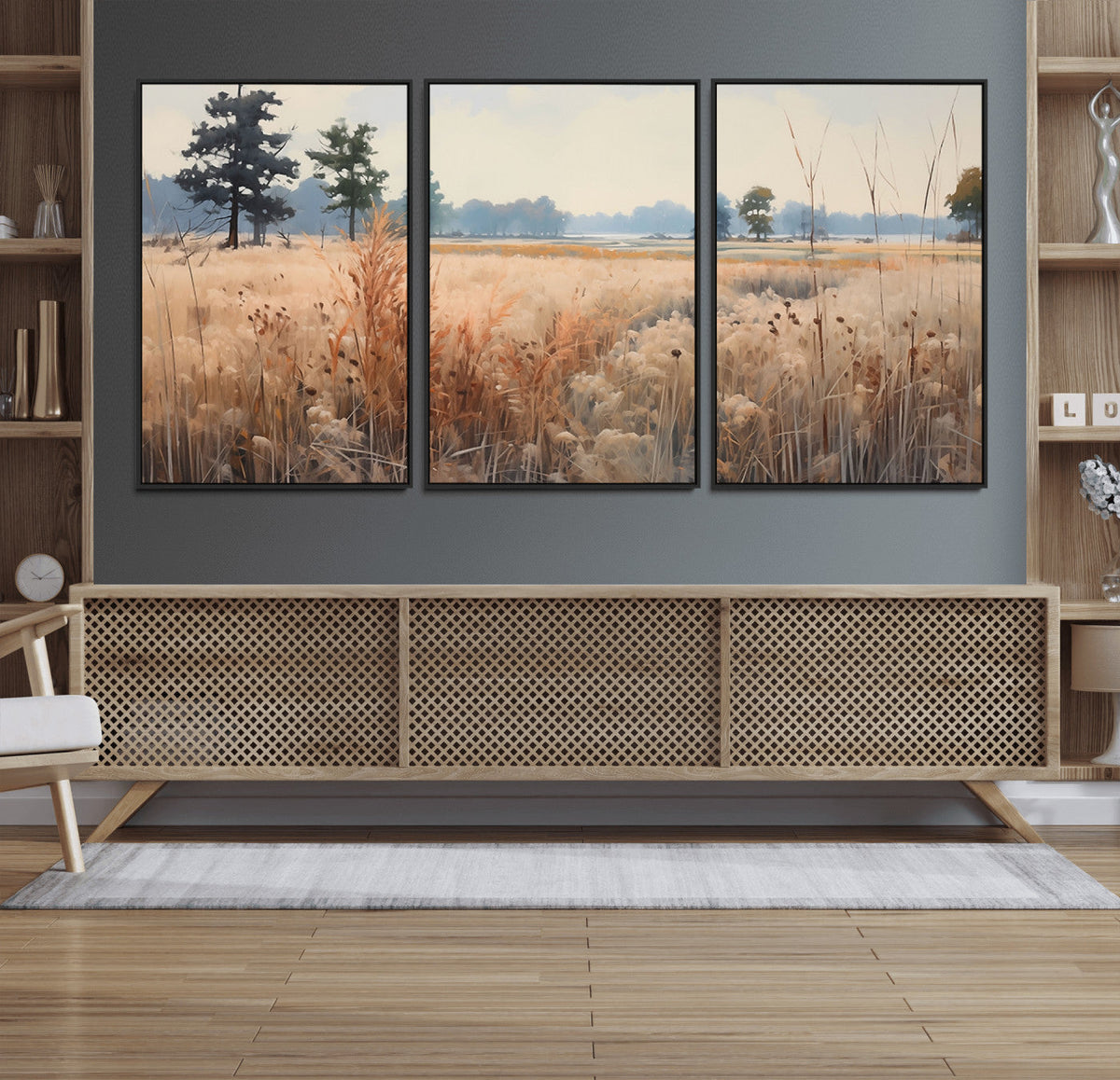 Golden Fields Canvas Wall Art Print – Serene Landscape of