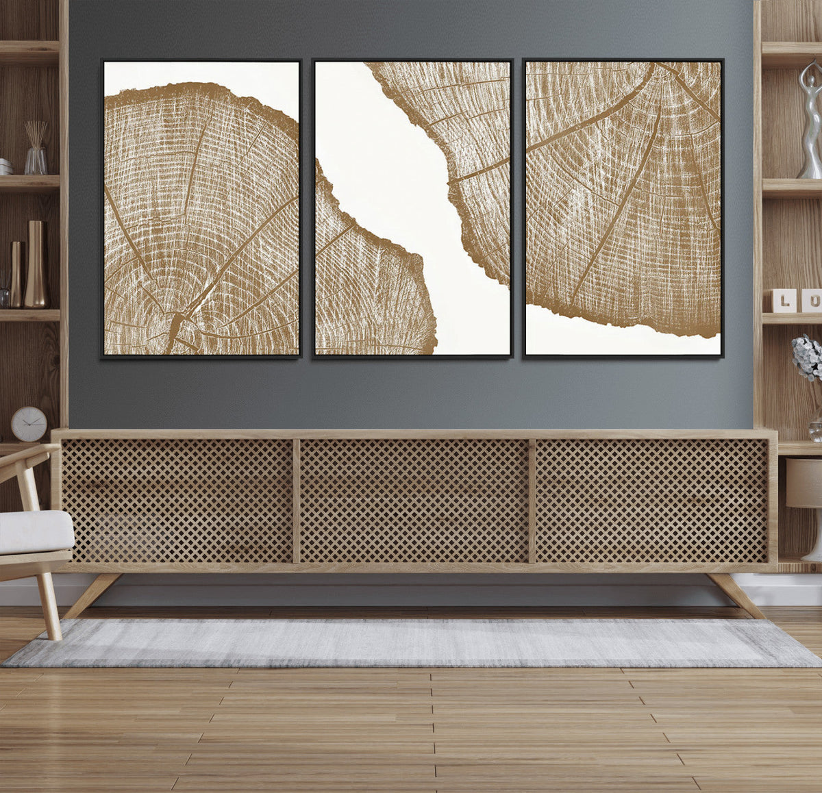 Rustic Brown Tree Ring Wall Art Canvas Print – Framed and