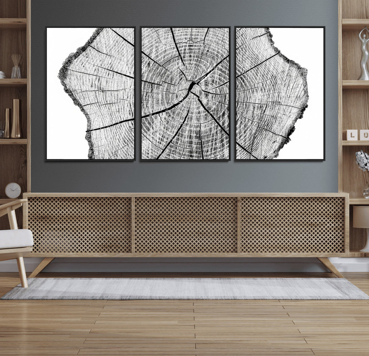Rustic Tree Ring Wall Art Canvas Print – Framed and Ready to