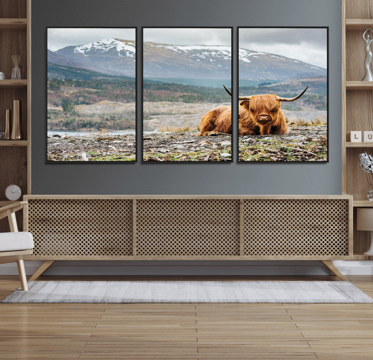 Highland Cow Horn Farm Wall Art Canvas Print