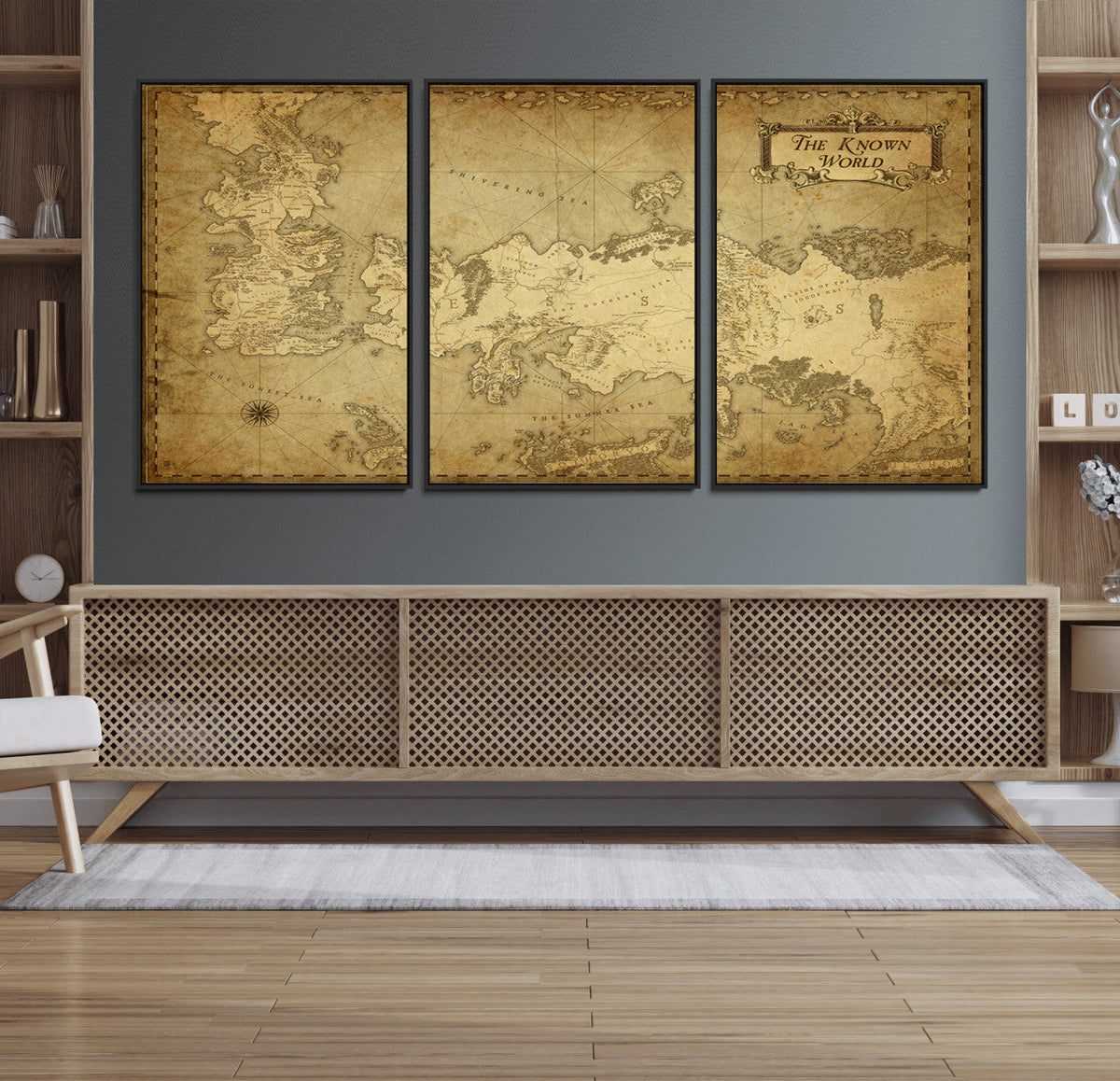 Vintage Game of Thrones Map Wall Art | Westeros and Essos
