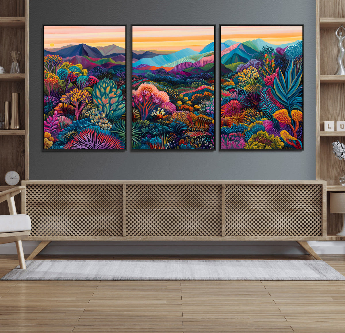 Colorful Abstract Landscape Wall Art Print Canvas - Vibrant