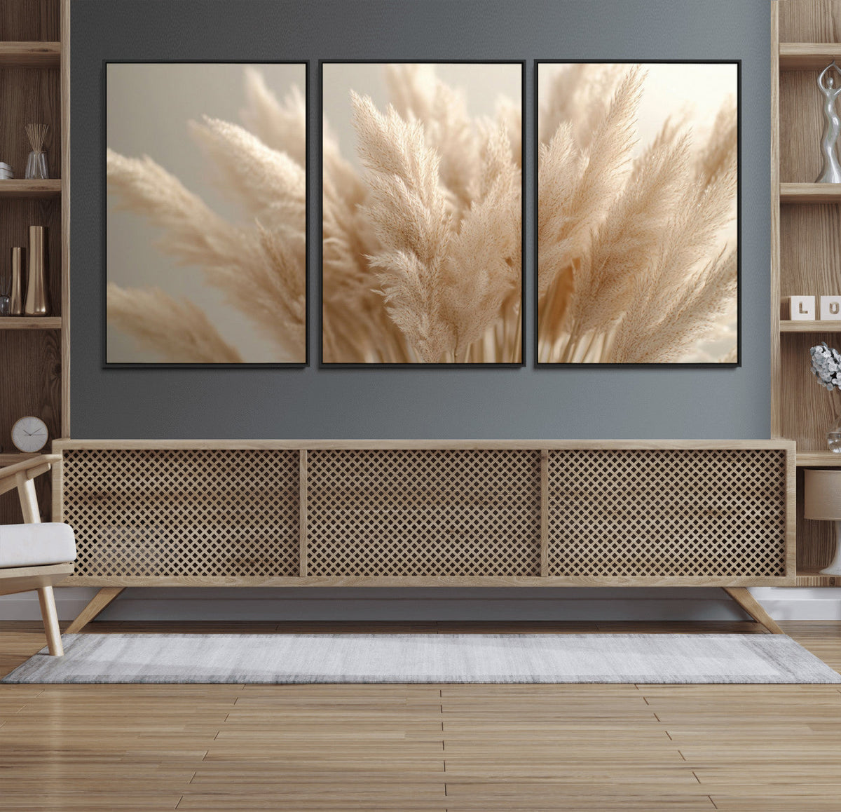 Pampas Grass Canvas Wall Art - Elegant Neutral Decor for
