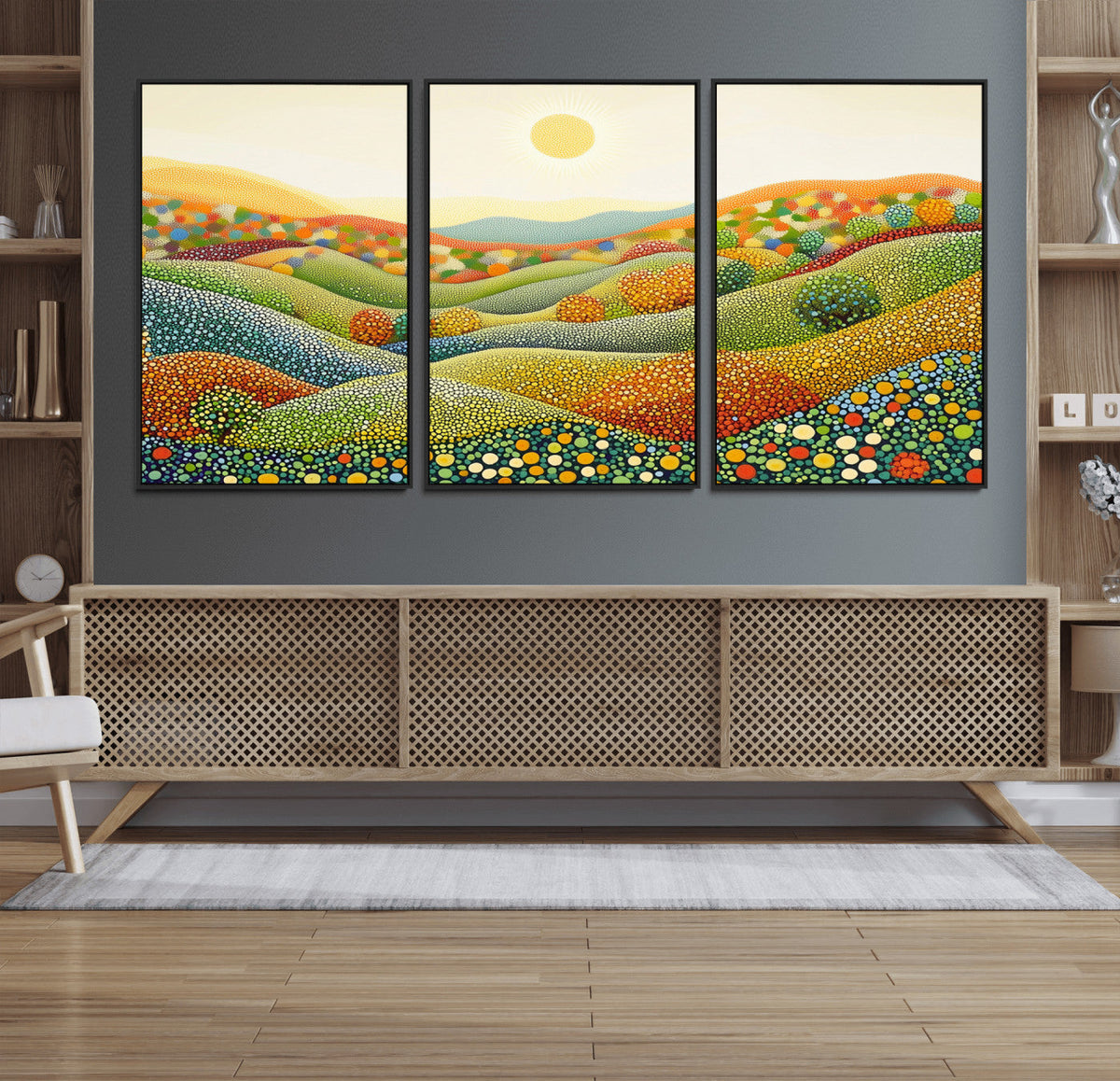 YAYOI KUSAMA Wall Art - Colorful Dot Art Landscape Canvas,