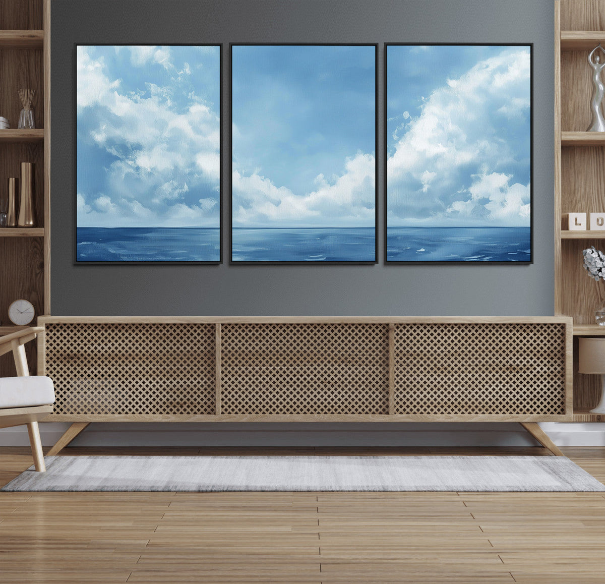 Abstract Ocean Print Artwork- Serene Blue Ocean Canvas Wall
