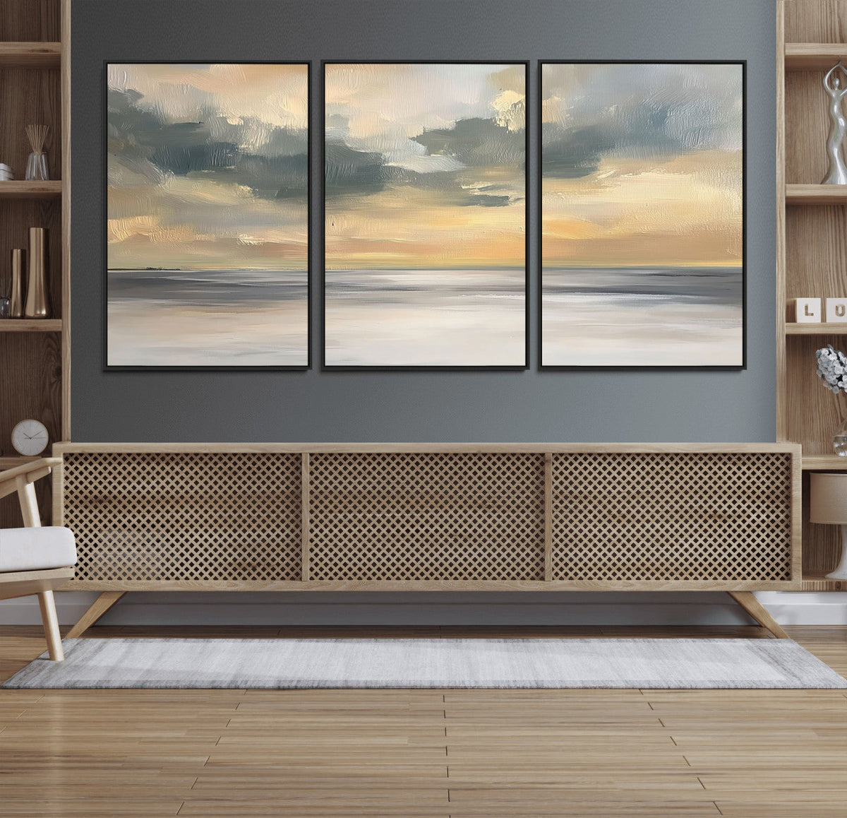 Modern Coastal Artwork with Vibrant Abstract Ocean Waves