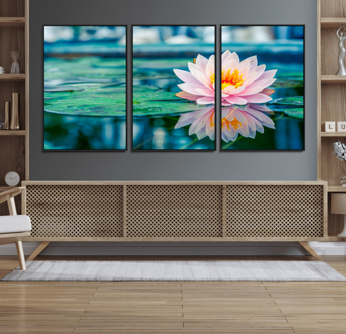 Lotus Flower Wall Art Canvas Print, Water Lily Large Wall