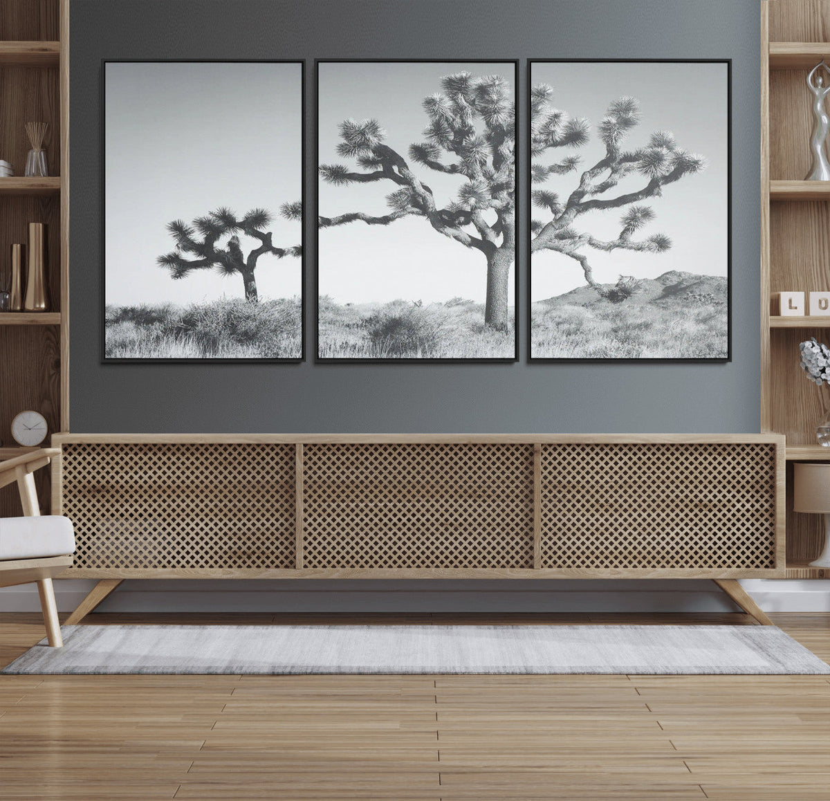 Joshua Tree Wall Art Canvas Print – Framed Black White
