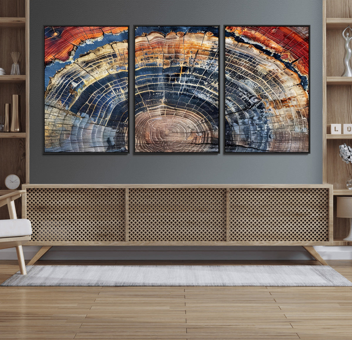 Tree Rings Wall Art Canvas Print – Framed Wood Art Picture