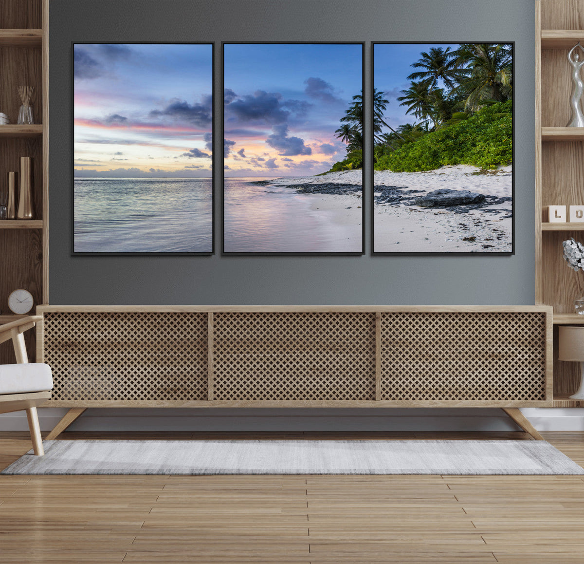 Tropical Beach Wall Art Canvas Print – Framed Sunset Glow