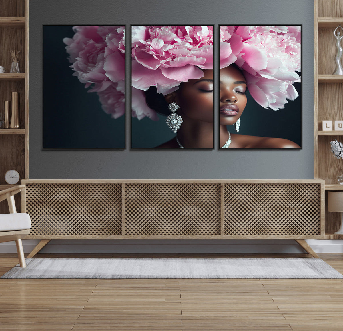 Black Beauty Petal Crown Wall Art Canvas Print – Floral