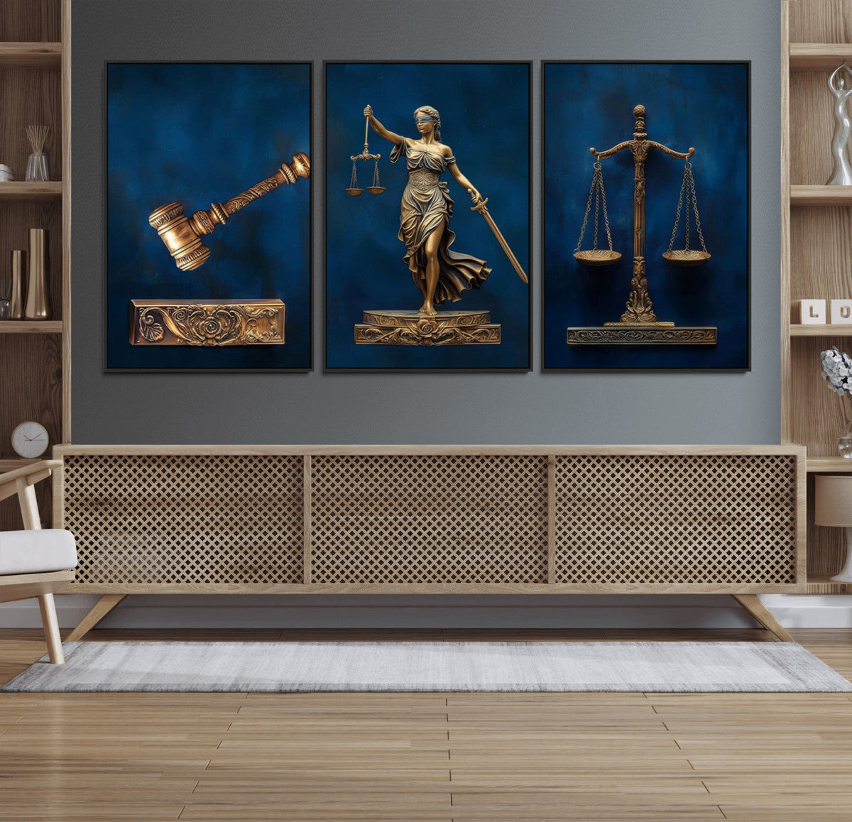 Lady Justice Wall Art Canvas Print – Elegant Gold Legal